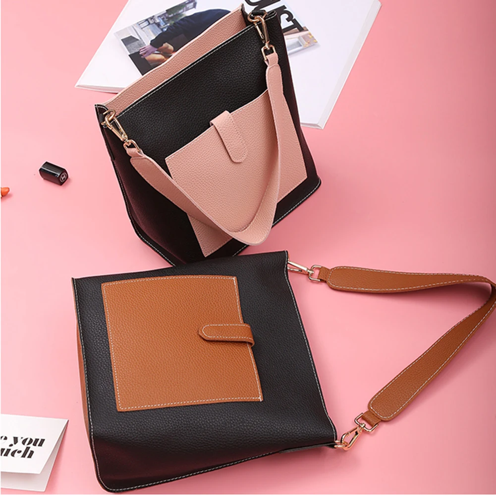 

2Pcs/Set Women Pleated Shoulder Handbags Composite Bags Fashion PU Leather Purse for Outdoor Travel Shopping Bag