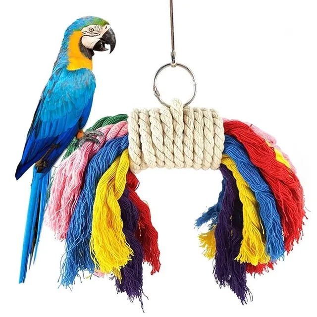 Pet Bird Chewing Toy Cotton Rope Parrot Toy Bite Bridge Bird Tearing Toys Cockatiels Training Hang Swings Birds Cage Supplies 5