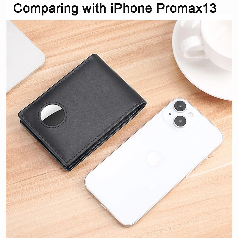 Custom Name RFID Anti-theft Purse Card Holder Airtags Wallet Men Purse Genuine Leather Wallet ID Card Holder AirTag Smart Wallet