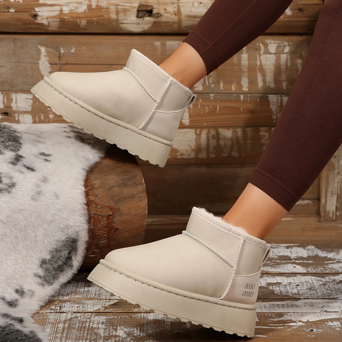 Ботильоны женские замшевые Повседневная Теплая обувь на плоской подошве модные