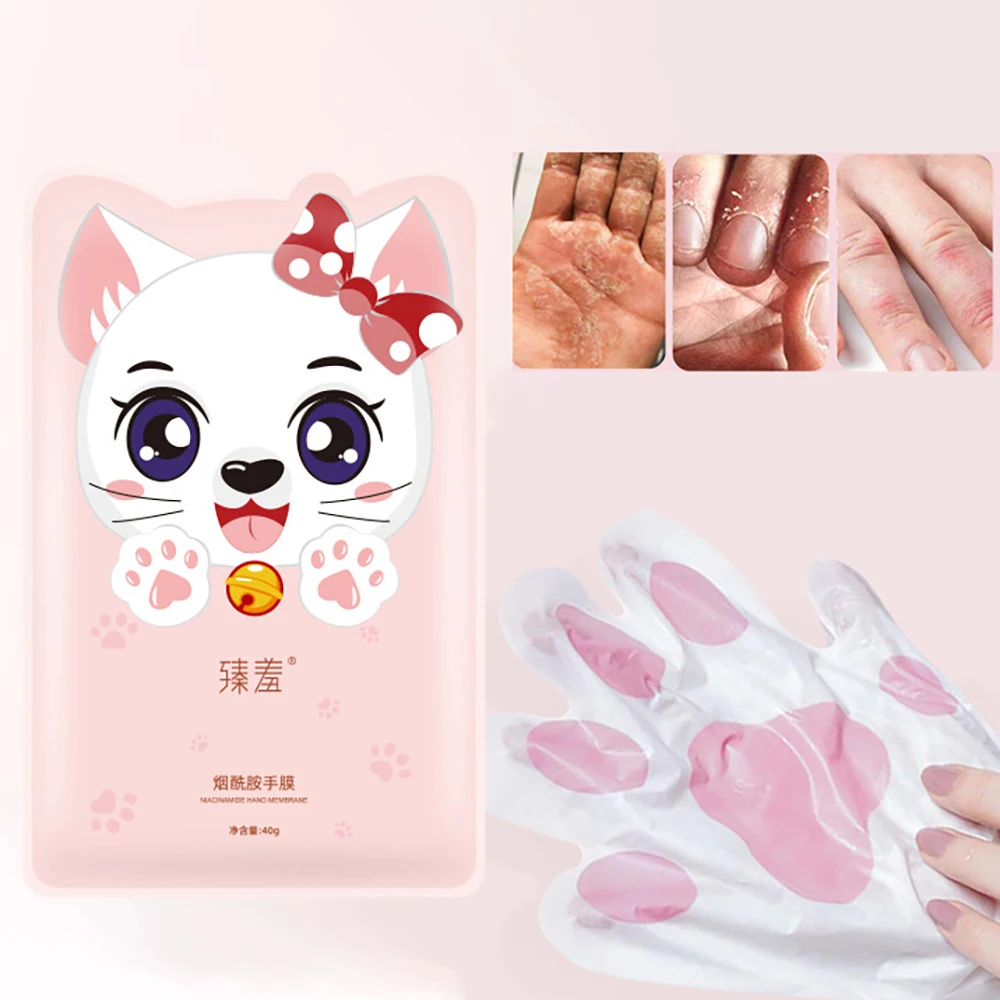 

Омолаживающая маска для рук кошки с ниацинамидом, козьим молоком, увлажняющие, отбеливающие, забота, отшелушивание перчатки, маска для ног о...