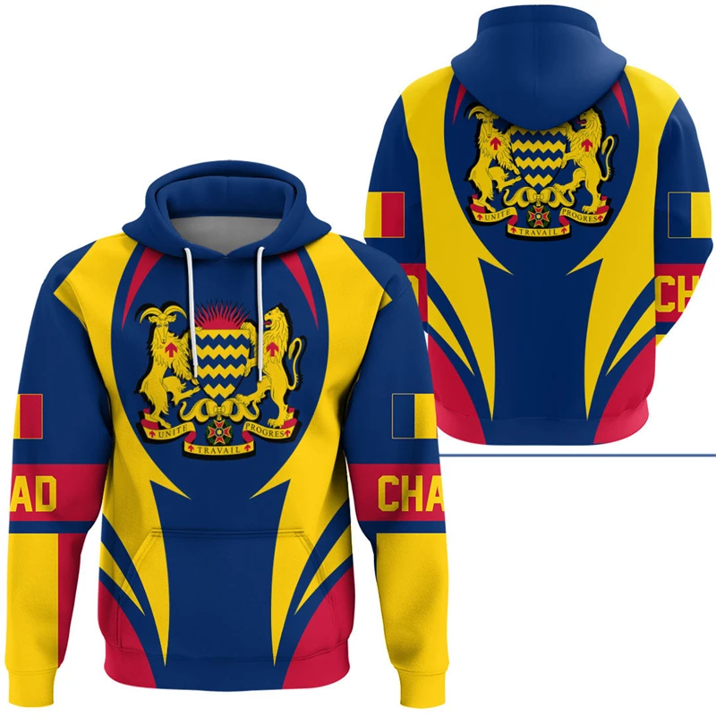 Толстовка мужская с принтом флага Чада и карты модный худи национальным гербом