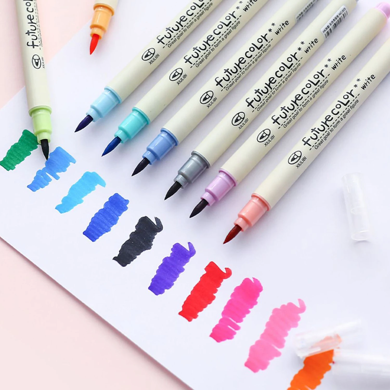 

10Pcs Soft Brush Color Art Marker Colored Soft Fiber Tip Brush Pens Set for Calligraphy Drawing Lettering DIY Art Supplies