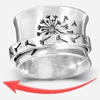 women anti stress anxiety ring for men dandelion fidget spinner ring rotate freely spinning rings vintage jewelry gift