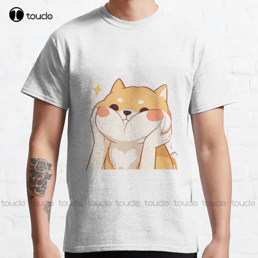 

Kawaii Shiba Inu Classic T-Shirt Mens Athletic Shirts High Quality Cute Elegant Lovely Kawaii Cartoon Sweet Cotton Tee Shirts