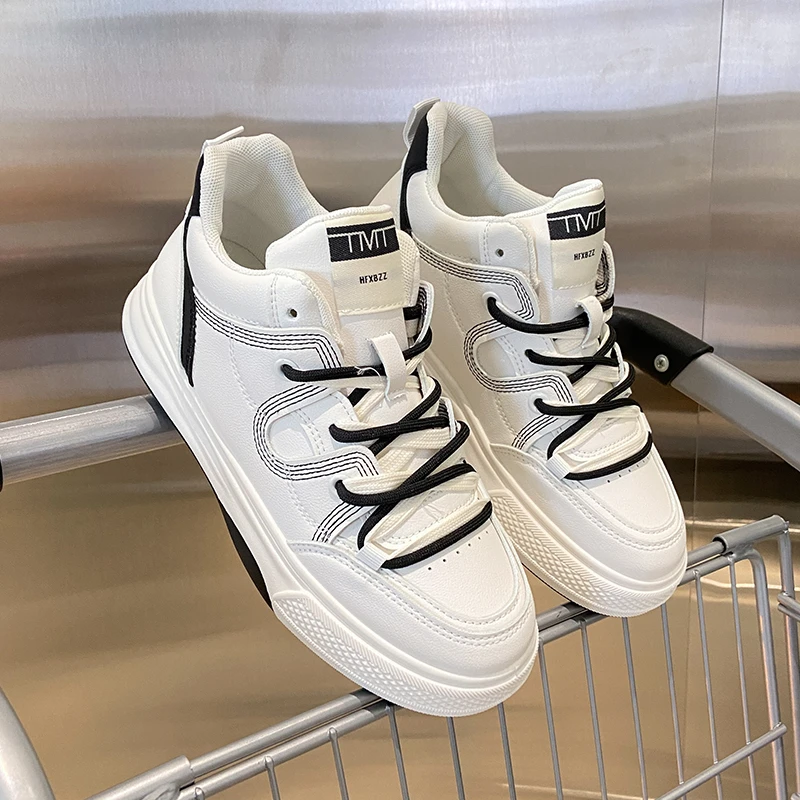 

2023 Spring New Women's High-Top Sneakers No Decoration Fashion Brand Female Platform Casual Shoes Outdoor Walking Shoes