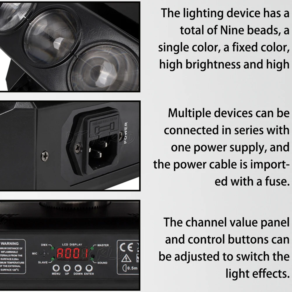 Миниатюрный светодиодный луч 9x10 Вт паук DMX512 освещение со сценическим эффектом