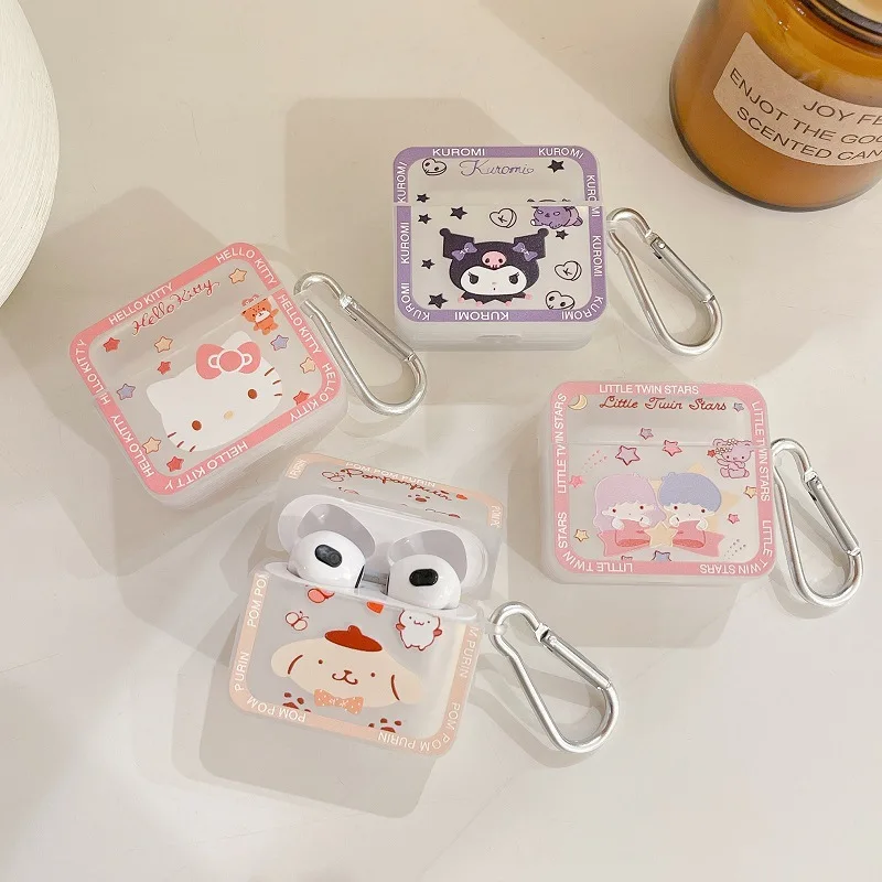 

Anime Sanrio Bluetooth Wireless Headset Hello Kittys Accessories Kawaii Cute Apply Airpods Pro1/2/3 Protective Shell Toys Gift
