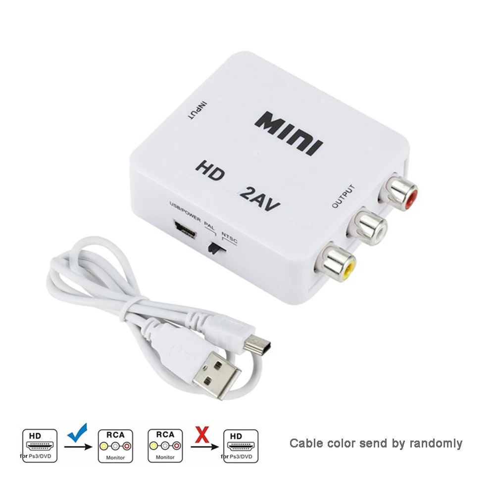 

HDMI-Compatible TO AV RCA CVSB L/R Video 1080P Scaler Converter Box HD Video Composite Adapter Adapter Support NTSC PAL