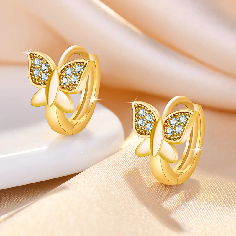 

Korean Fashion Butterfly Earrings For Women Simple Geometric Earring Wholesale Gold Hoop Earrings Earings Fashion Jewelry 2022