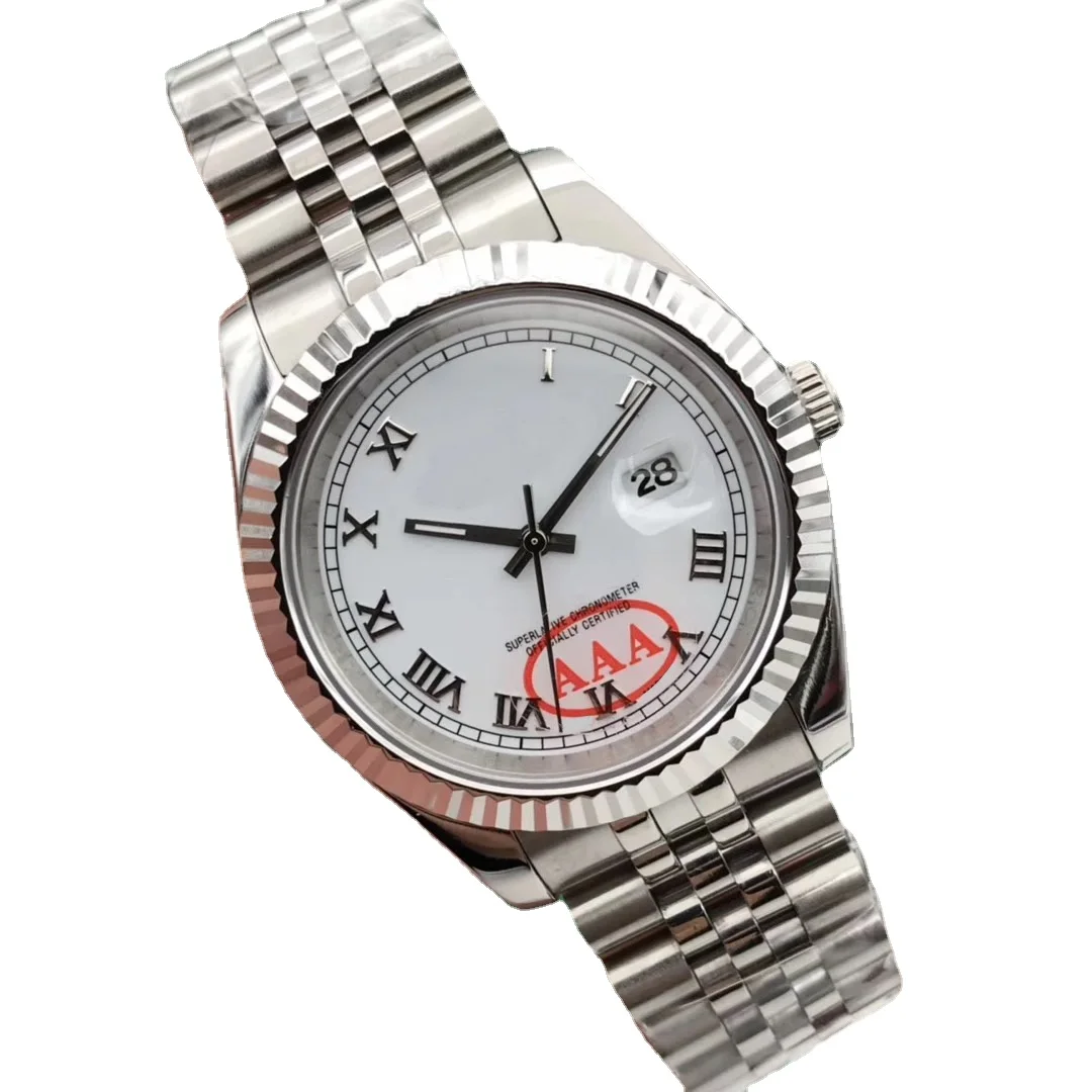 

mens mechanical watch automatic Black White Rome Dial
