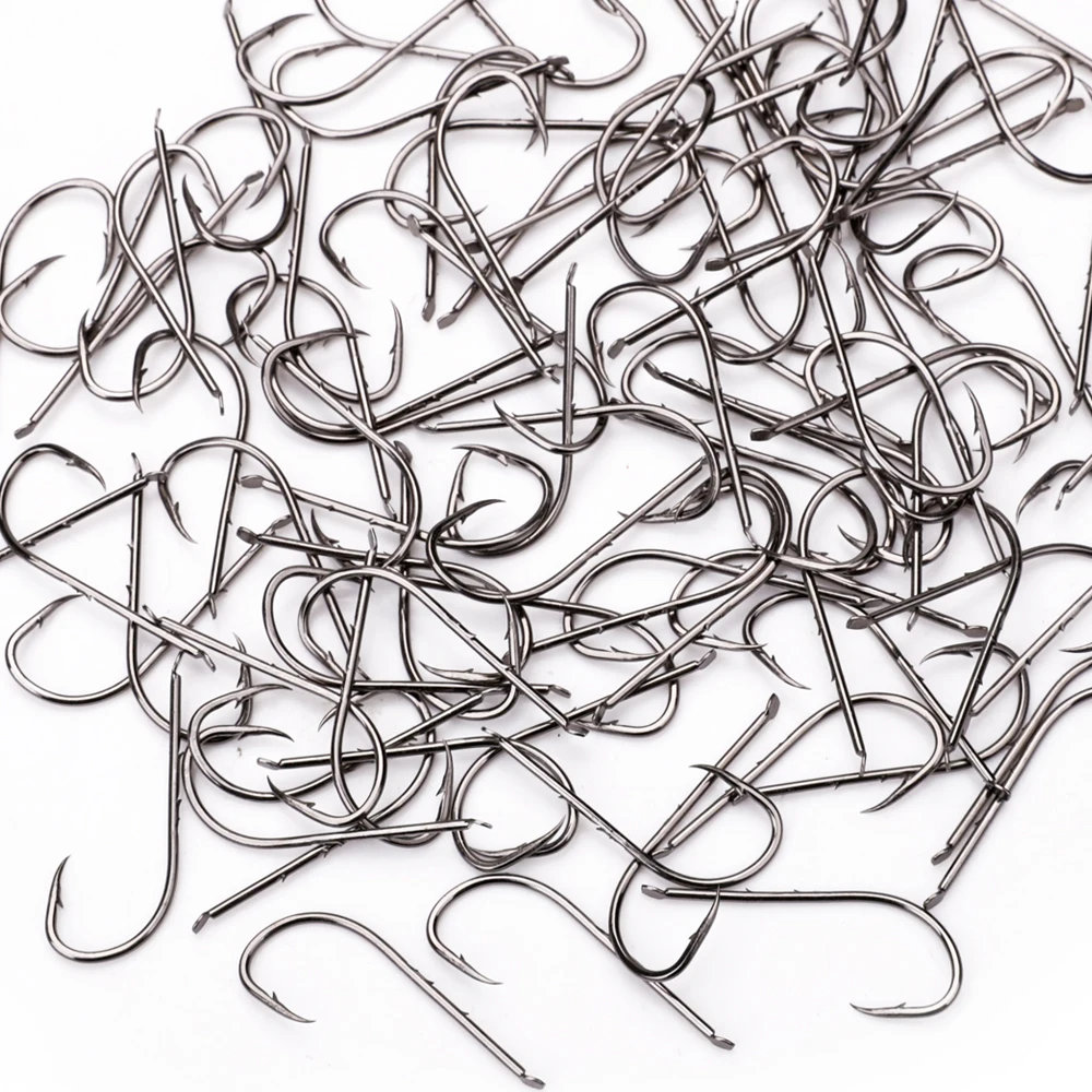 Рыболовные крючки FTK 100 шт. морские рыболовные приманки с зазубринами хвостовик