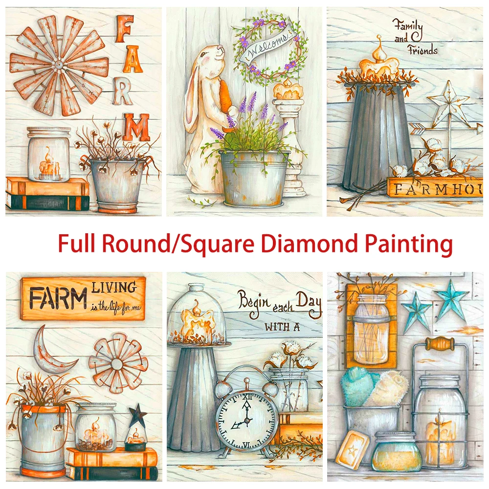 

DIY 5D Diamond Painting Retro Art Picture Full Square Diamond Embroidery Mosaic Cross Stitch Kit Gardens Restaurant Home Decor