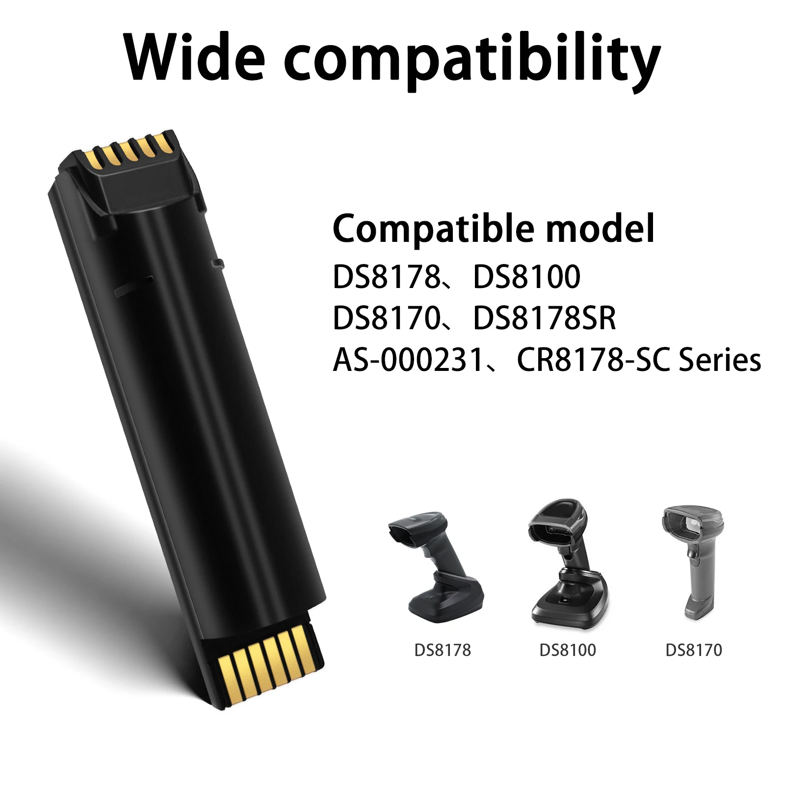 Фото Замена портативного считывателя штрих-кодов Zebra DS8178/DS8100, аккумулятор для сканера 2500 мАч, 3,6 В, BT-000341-01 №1