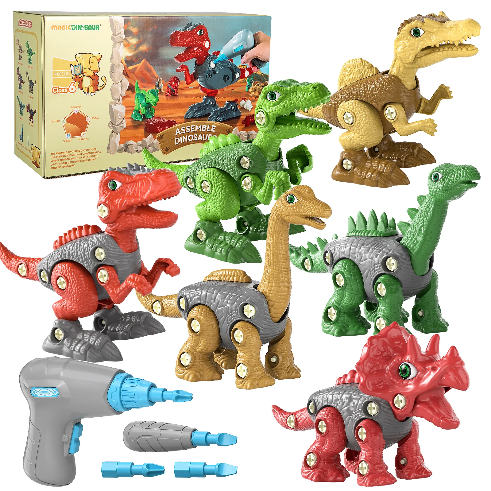 

Dinosaur Toy Disassembly Assembly Building Blocks Screw Nut Combination Assembling Dinosaur Model Educational Toy For Kids