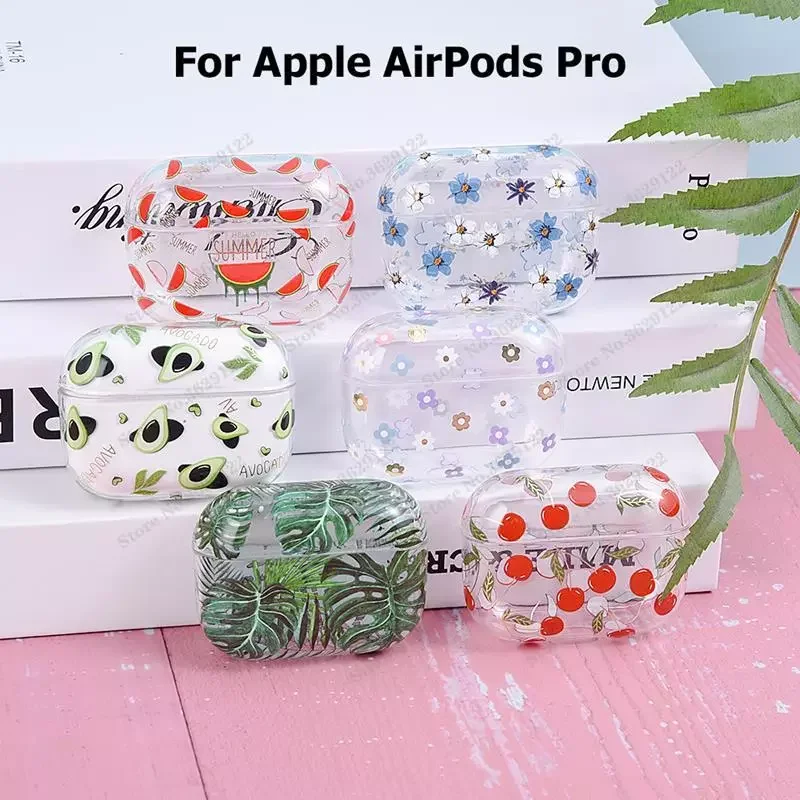 

Hard PC Case For Airpods Pro Cover Fruit Pattern Transparent Air Pod Pro Case Cute Clear Shockproof Cover for Airpods Case Coque