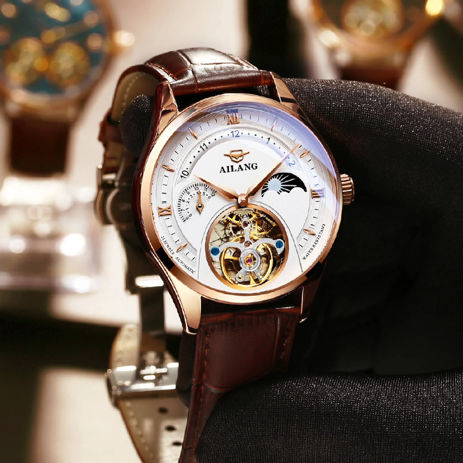 

AILANG Fashion Luxury New Men's Business Automatic Mechanical Watch Waterproof Luminous Tourbillon Watches Relogio Mascuilno