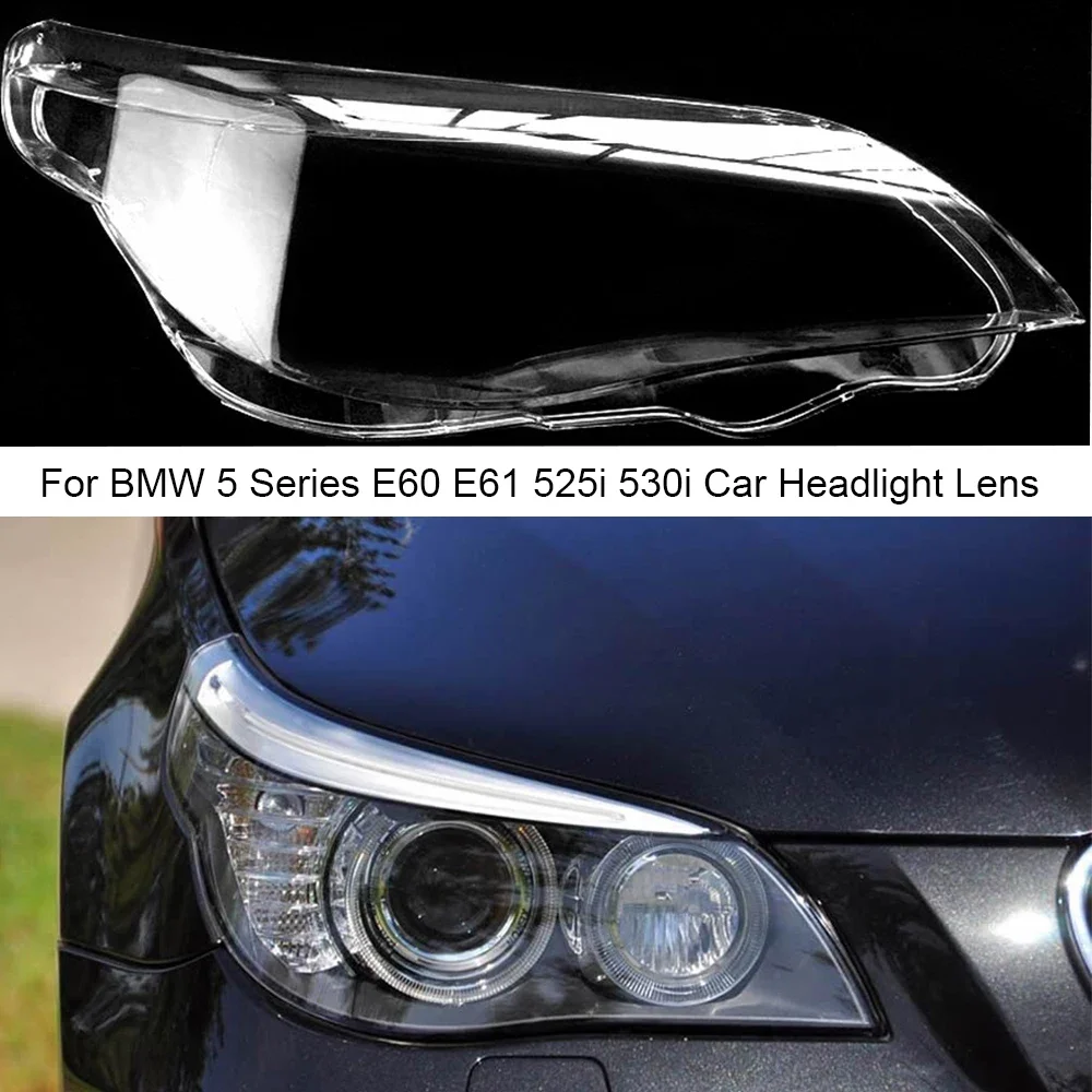 Фото HTTCY для BMW 5 серии E60 E61 525i 530i крышка объектива автомобильной фары прозрачный корпус боковой фары 2004-2010 63127165570 №1