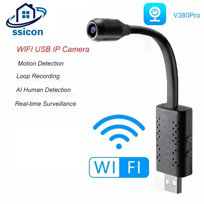

Беспроводная мини-камера видеонаблюдения V380 Pro с Wi-Fi и USB, 720P