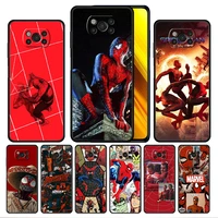 marvel spiderman red case cover for xiaomi poco x3 nfc x4 f1 f2 f3 redmi note 9s 9 8 8t 10 11s pro coque protection back casing