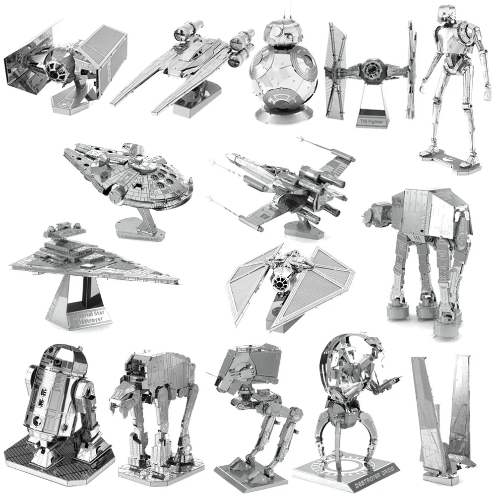 

Модель Starwars, 3D металлический пазл R2D2 Millennium, истребитель X-wing, ATAT, наборы моделей, «сделай сам», лазерная вырезка, головоломки, игрушка для детей