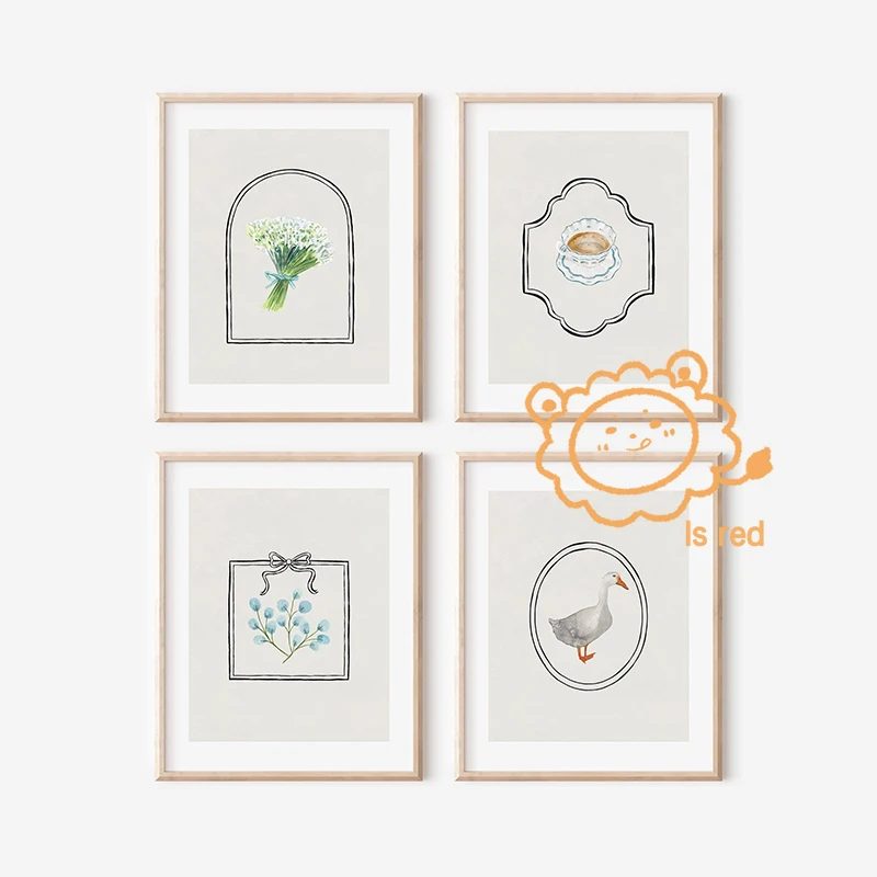 Винтажный постер с растительным принтом холст рисунком маргаритки колокольчика