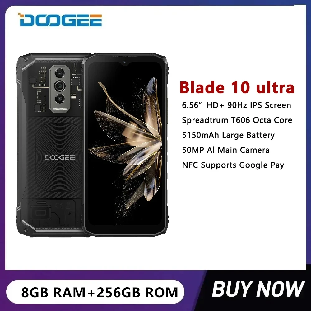 Смартфон DOOGEE Blade 10 4G 6 56 дюйма 8 + 256 ГБ Android 14