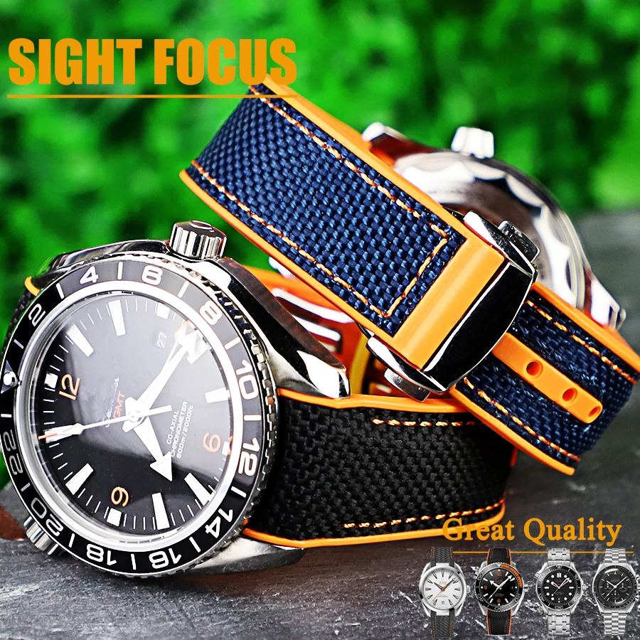 

20mm 22mm Rubber Silicone Watch Bands Nylon Watchband For Omega Straps Seamaster 300m GMT Chrono 600m Planet Ocean 215 Bracelets