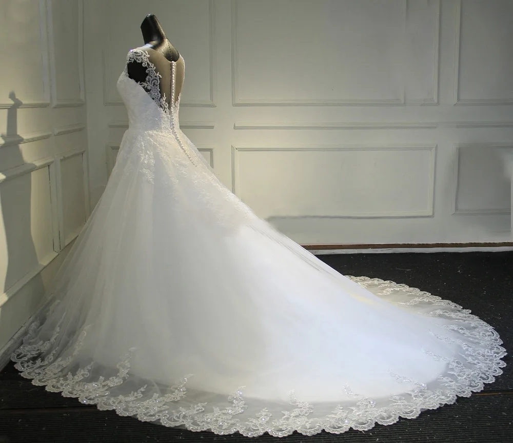 

Popodion Новинка 2022 свадебное платье со шлейфом кружевное приталенное и тонкое CHD20668