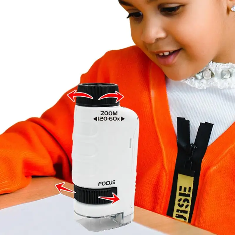 

Pocket Microscope For Kids Microscope For Child LED Lighted Pocket Microscope For Children 60x-120x Education Portable