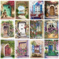 chenistory diy oil painting for adults on canvas frame acrylic paint by numbers doors with flower handpainted wall decor gift ar