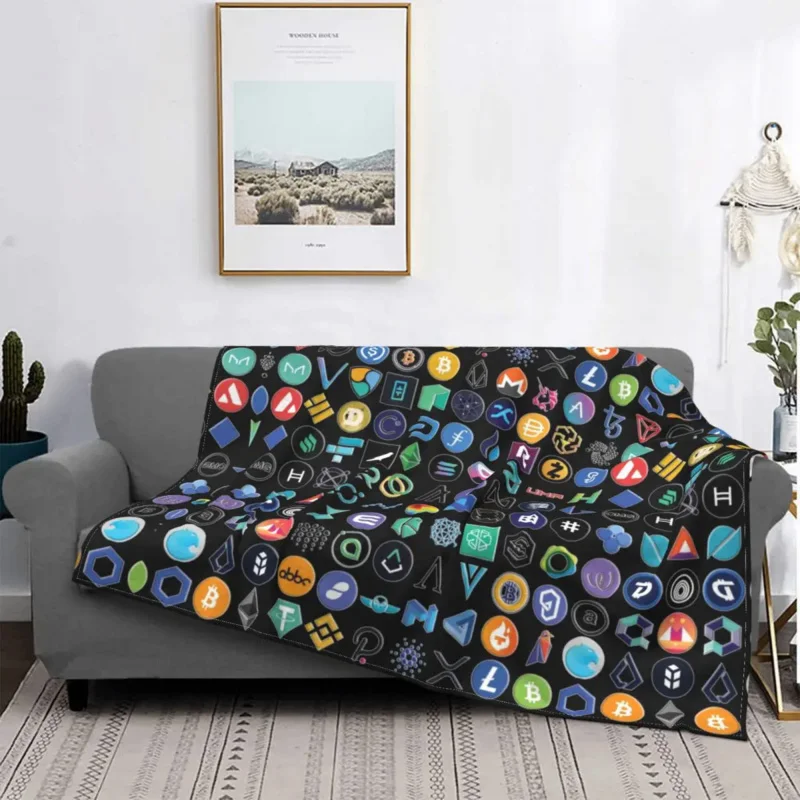 

Теплое Флисовое одеяло с логотипом криптовалюты altcoin, фланелевое одеяло для дивана, кровати, офиса, весна-осень