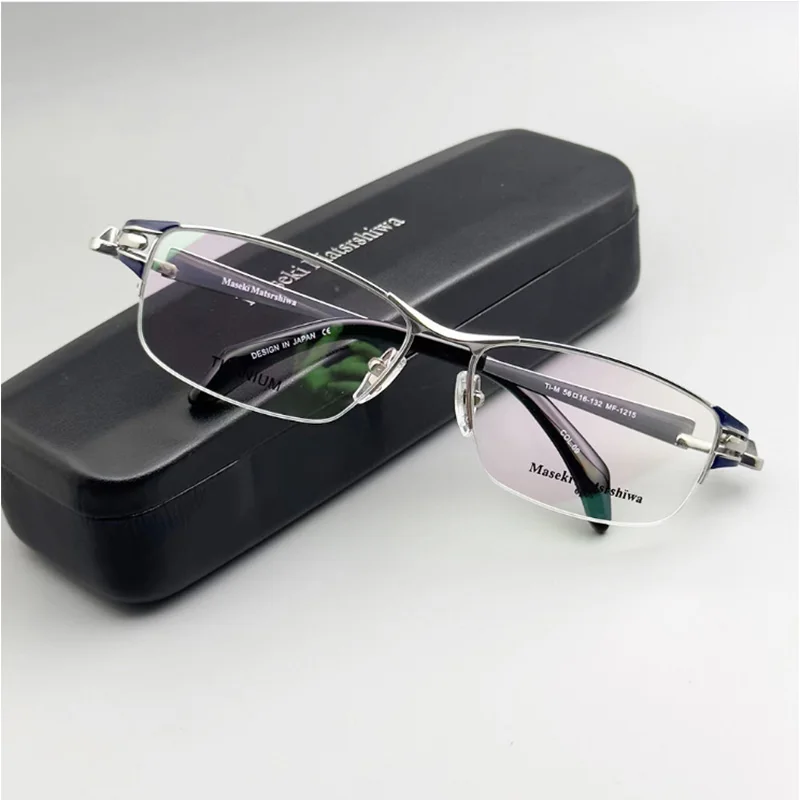 Belight Optical  Japan Sharp Design Big Face  Titanium Half Rimless Spectacle Frame Men Prescription Eyeglasses Eyewear MF-1215