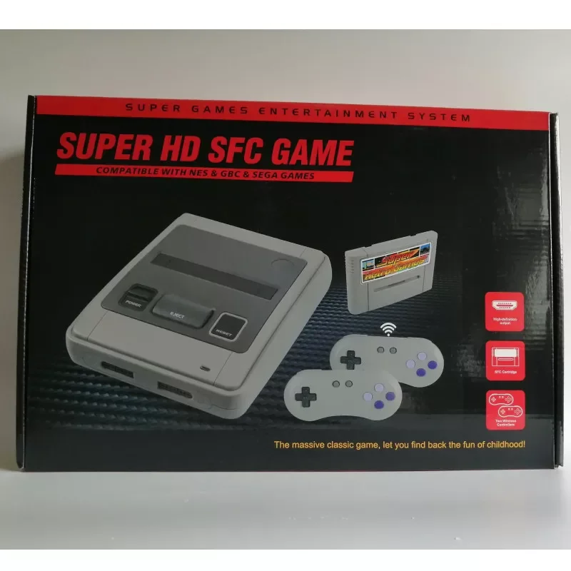 

16-битная Супер ретро игровая консоль HD для Super SNES, встроенные 518 игр, беспроводной контроллер 2,4G