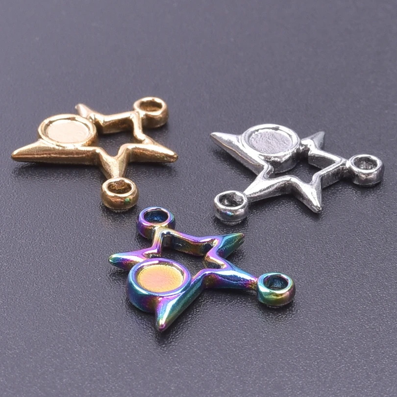 

5pcs Charms For Women Stainless Steel Stars Shape Handmade Craft Pendant Earrings Necklace Jewelry Anniversary Metal Accessories