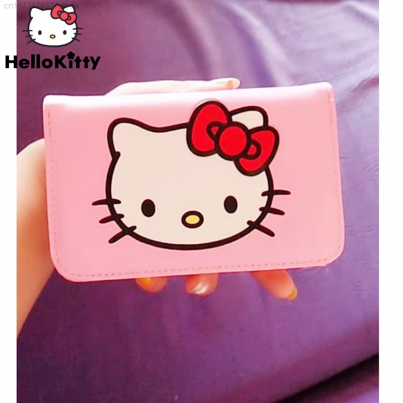 Hello Kitty Sanrio Fashion Mini Woman Wallet Sweet Cartoon Coin Purses Korean Style Kawaii Zipper Student Wallets 90s Handbag