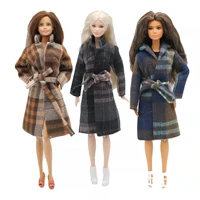 16 doll plaid jacket parka for barbie clothes long coat outfits winter dress for barbie dolls accessories kids toys gifts 11 5