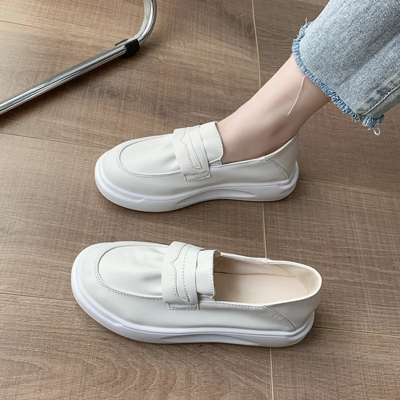 

Moccasin Shoes Clogs Platform Casual Female Sneakers Round Toe Dress Flats Women Slip-on Shallow Mouth Moccasins Creepers Nurse