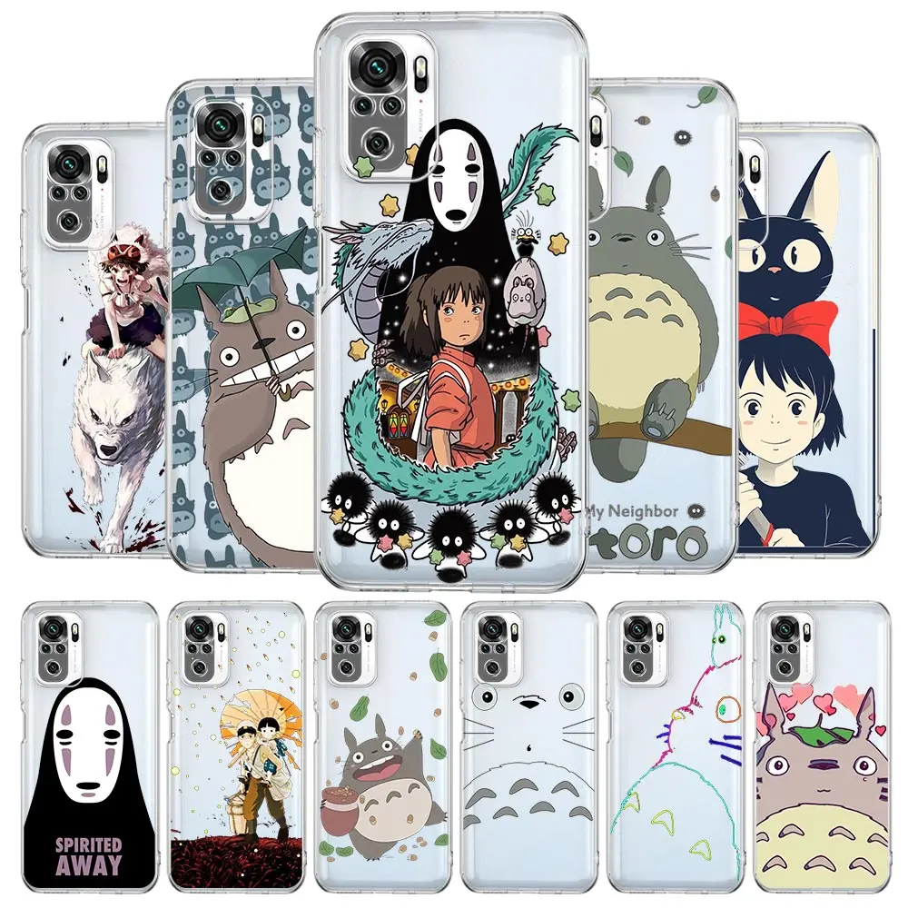 

Cute Totoro Spirited Away Anime Clear Phone Case For Xiaomi Redmi Note 12 11 9S 9 8 10 Pro+ 7 8T 9C 9A 8A K40 Gaming Cover