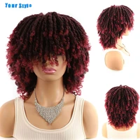 your style synthetic short dreadlock for black women men soft faux locs wigs short afro kinky curly wigs short wigs ombre blunt