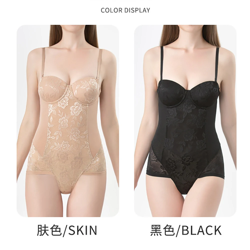 Women Body Shapewear Lace Suspender Bodysuit With Bra Female Abdominal Postpartum Belly Corset Sexy Lingerie Jumpsuit Briefs