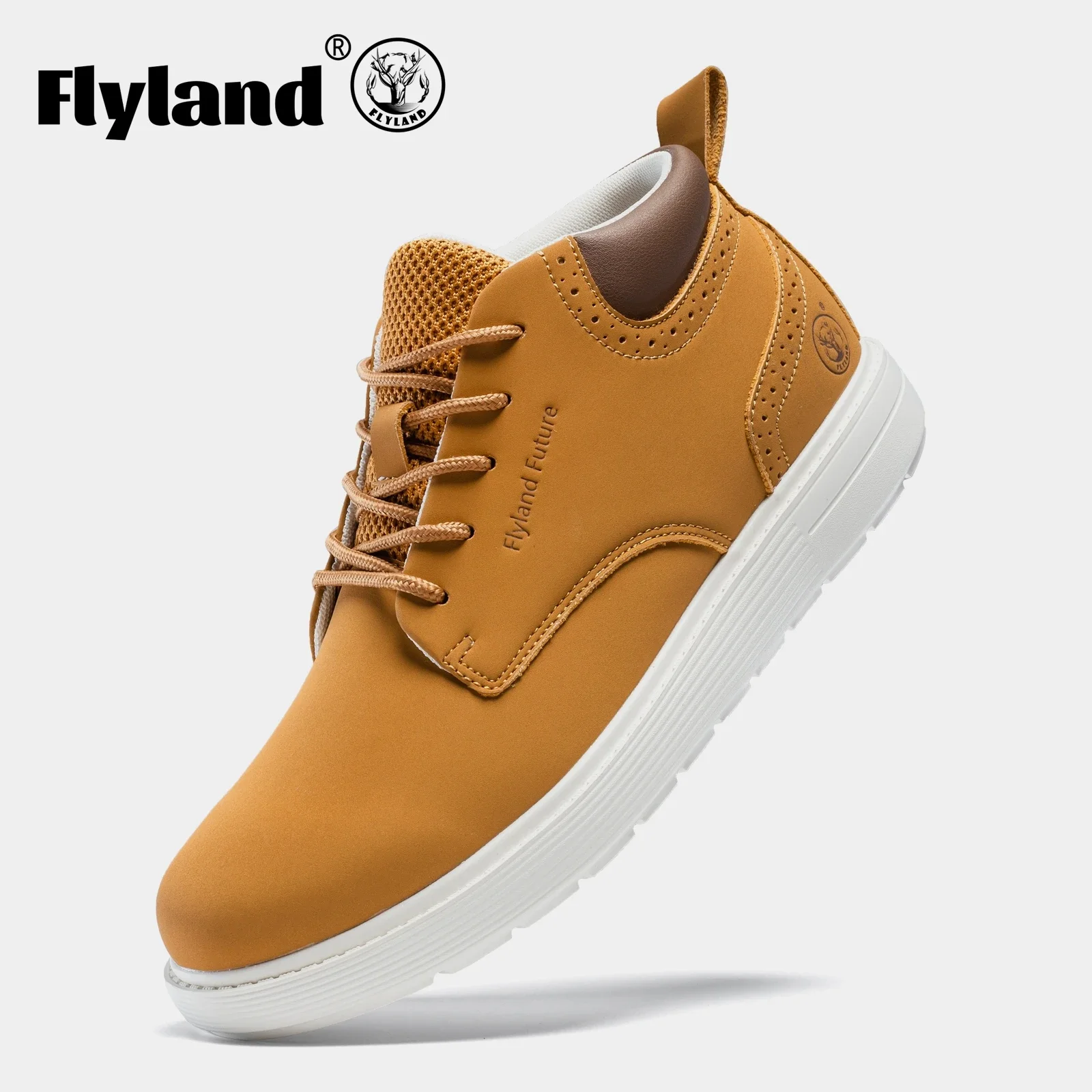 FLYLAND модные мужские модельные ботинки мужская обувь из спилка повседневная