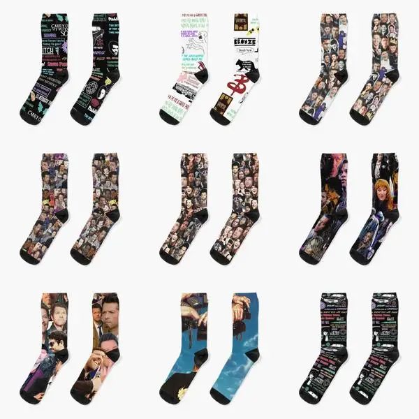 Сверхъестественный коллаж Баффи рассекающий вампира короткие носки из хлопка с