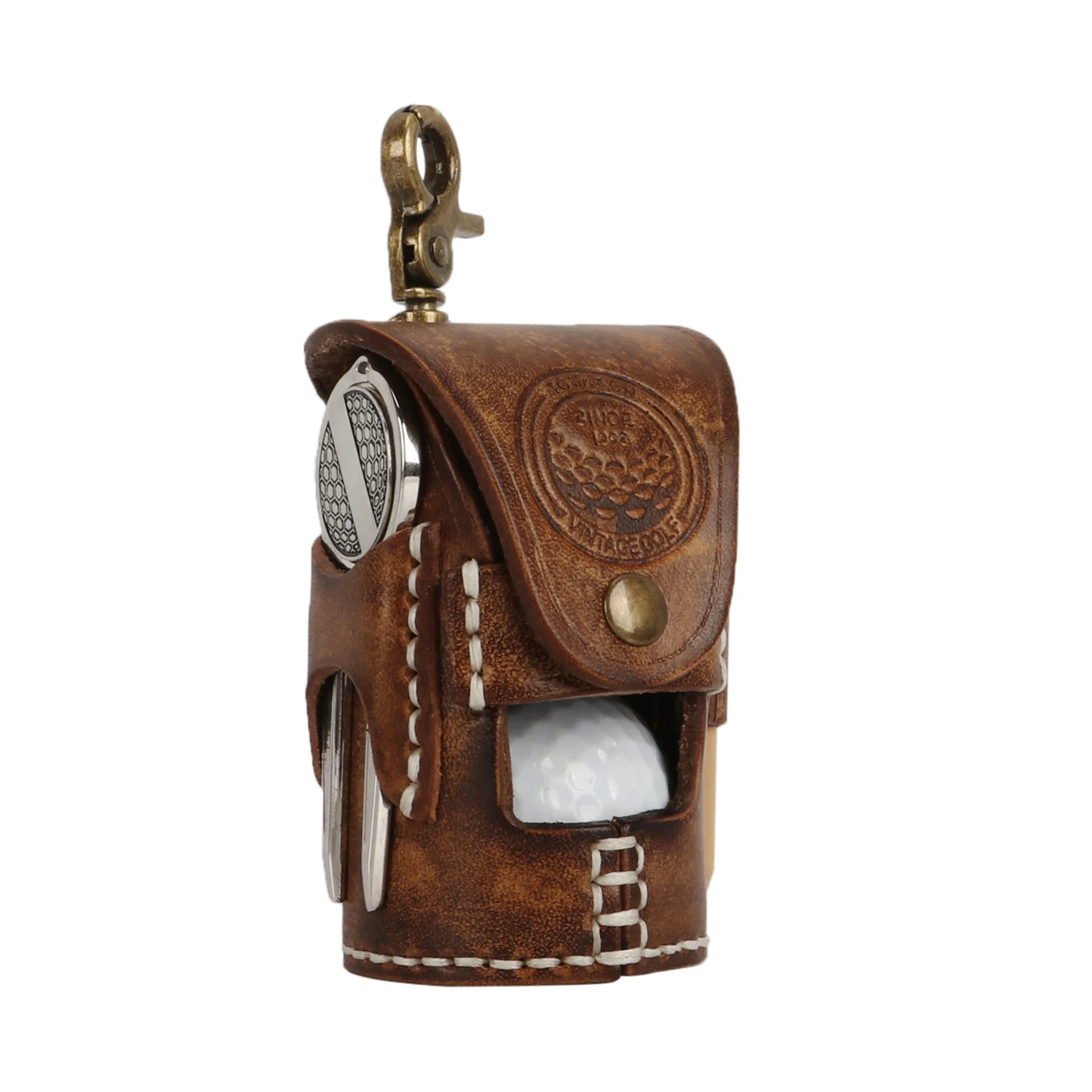 Ball Bag Pouch Divot Tool Tee Holder Belt Hip Sack 2 Balls Vegetable Leather Waist Golf Carrier