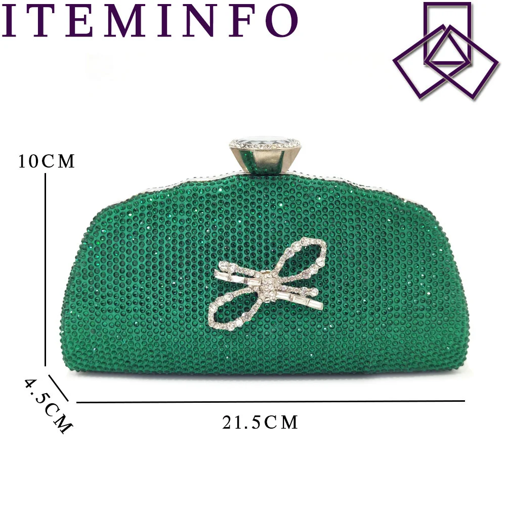 Venus Chan Latest 2023 New Green Pointed Flash Diamond Decorative High Heels Elegant And Delicate Party Ladies Shoes And Bag Set