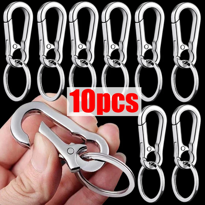 

10Pcs Men Stainless Steel Gourd Buckle Keychain Waist Belt Clip Anti-lost Buckle Hanging Fashion Key Ring Car Decoration Gift