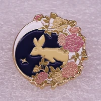 moon rabbit flower jewelry gift pin wrap garment lapfashionable creative cartoon brooch lovely enamel badge clothing accessories