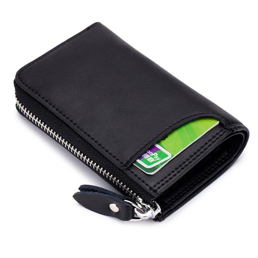 Multifunctional Coin Purse Car Key Storage Bag Zipper Vertical Key Bag Cowhide Card Bag