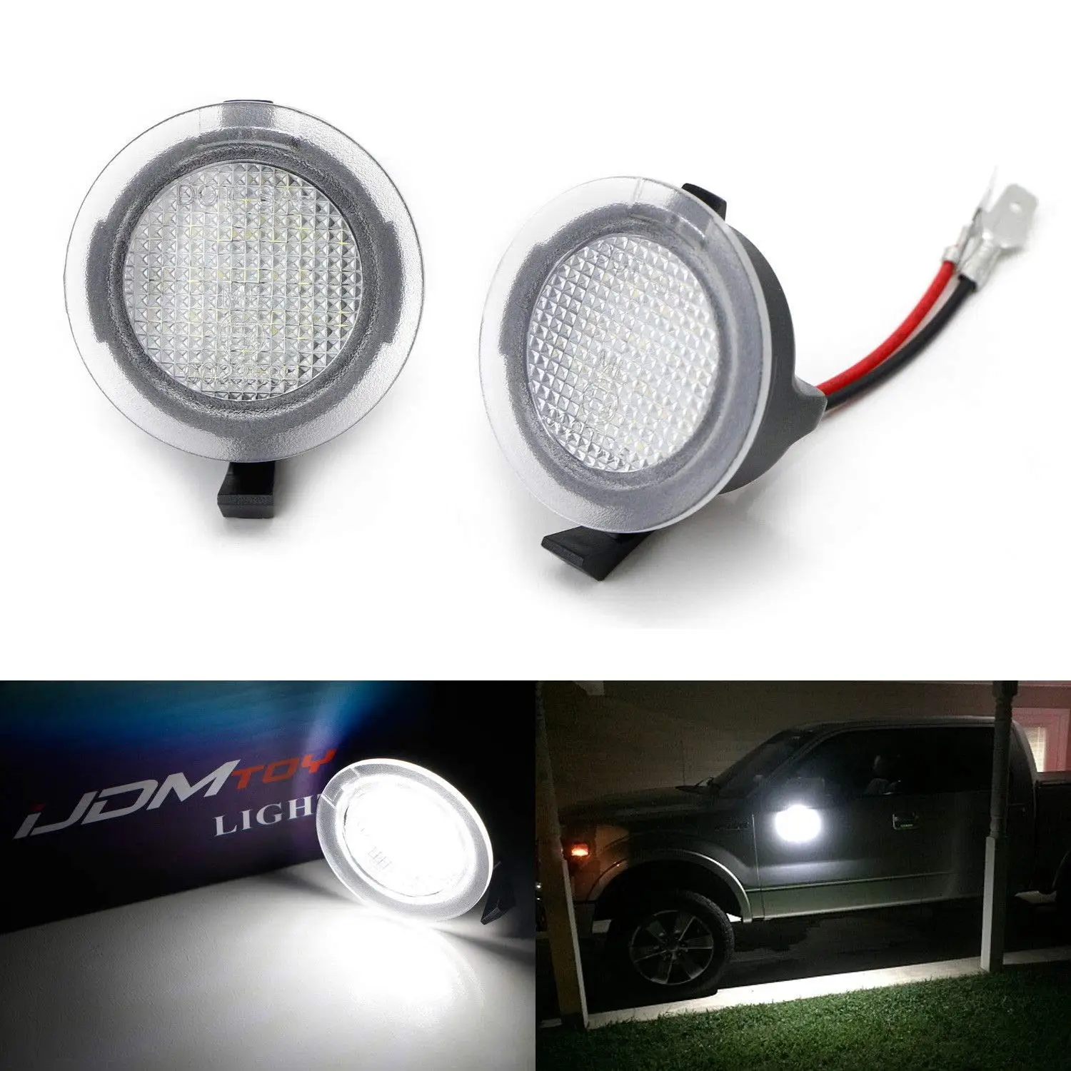 

2PC White LED Under Side Mirror Puddle Lights Compatible for Ford F150 Mondeo MK5 Edge Fusion Explorer Flex Taurus Mustang Light