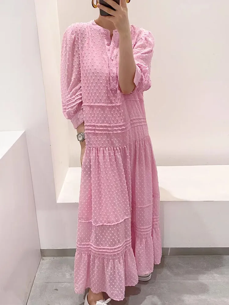 Шифоновое платье-макси в горошек винтажном стиле